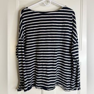 Women’s J. Jill Navy and Oatmeal Striped Long Sleeve Top, 3X